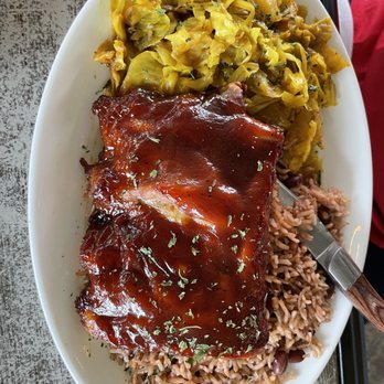 Mad Cow Grill - Jerk BBQ Pork Ribs Curried Cabbage - American Near Me - Laurel, Maryland