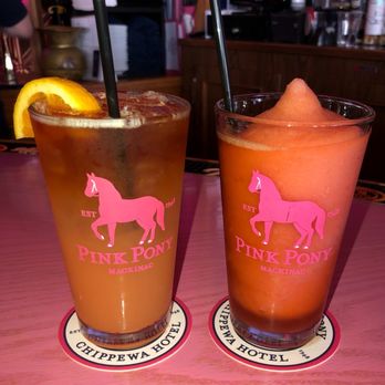 Pink Pony - Haldimand Bay Hurricane (left) and Famous Island Rum Runner (right) - New American Near Me - Mackinac Island, Michigan Pink Pony - Haldimand Bay Hurricane (left) and Famous Island Rum Runner (right) - New American Near Me - Mackinac Island, Michigan