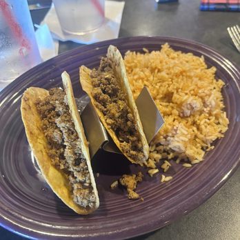San Miguel's - Two tacos with double rice not toppings - Mexican Near Me - Hilton Head Island, South Carolina