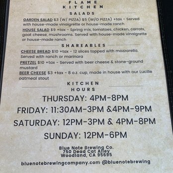 Blue Note Brewing Company - Menu - Breweries Near Me - Woodland, California