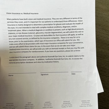 Kosnoski Eye Care - Documents given on billing - Optometrists Near Me - Puyallup, Washington Kosnoski Eye Care - Documents given on billing - Optometrists Near Me - Puyallup, Washington