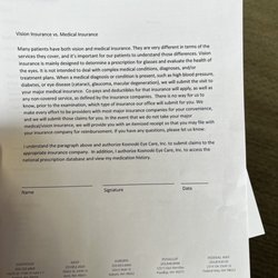 Kosnoski Eye Care - Documents given on billing