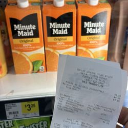 Dollar General - Receipt 4.65.  Priced at 3.25.  She tried to tell me California taxes all liquids.  1.40? lol