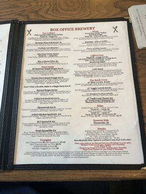 Menu photo 1 Box Office Brewery Strasburg, VA