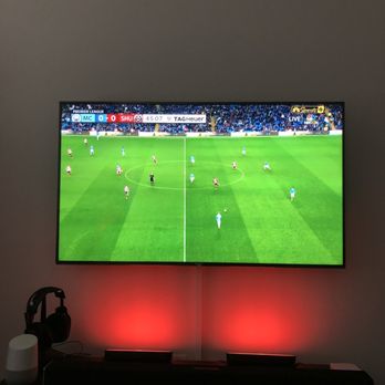 Pro TV Wall Mount Installation - TV mounted and wires concealed with plastic cover from Bryan. - TV Mounting Near Me - Hollywood, California