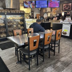 D & R Bagels - Bagel display and ordering area.