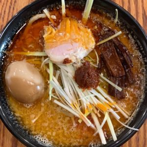 Photo of Artisan Noodle Tatsuki - San Diego, CA, United States. Spicy Red Miso Ramen with a Soft Boiled Egg