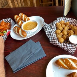 Pretzels, mushrooms, wings