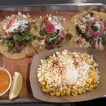 Nueces Brewing - 3 different kinds of tacos with Corn Cup - Breweries Near Me - Corpus Christi, Texas