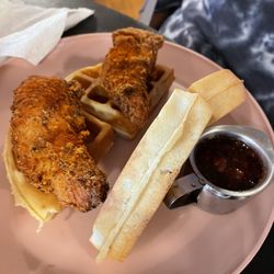 Cryptid Cafe - Chicken and waffles made to your choosing of spicy!