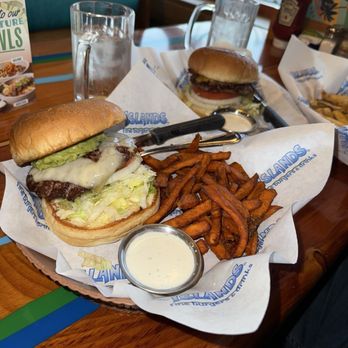 Islands Restaurant - Maui Burger w/ Sweet Potato Fries & Malibu Burger - Burgers Near Me - Torrance, California Islands Restaurant - Maui Burger w/ Sweet Potato Fries & Malibu Burger - Burgers Near Me - Torrance, California