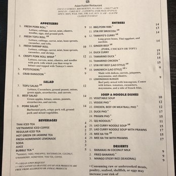 Tamayo's 2 - Updated menu as of October 26, 2020 - Asian Fusion Near Me - Bremerton, Washington