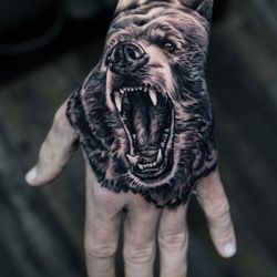 TR Tattoos - Savage bear on the hand