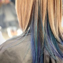 Liz Chambers - Partial highlight, vivid color underneath and keratin treatment.