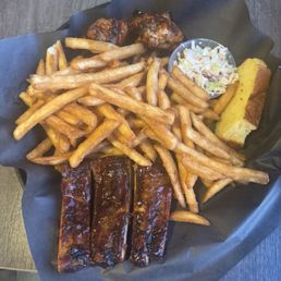 The non breaded smoked wings are excellent. The ribs were fall off the bone tender and sticky with bbq sauce. The non breaded smoked wings are excellent. The ribs were fall off the bone tender and sticky with bbq sauce.