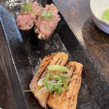 Oh Fish Sushi & Kitchen - Toro-gunkam. Seared miso salmon nigiri - Sushi Bars Near Me - San Lorenzo, California Oh Fish Sushi & Kitchen - Toro-gunkam. Seared miso salmon nigiri - Sushi Bars Near Me - San Lorenzo, California