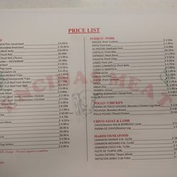 Encinas Meat - Menu of prices Nov. 2021