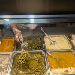 Jaden's Diner - Greens, green beans, mashed potatoes cornbread
