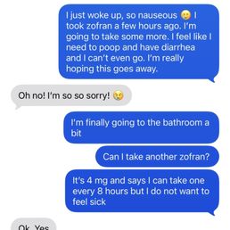 Sorry for the graphic, but, this is what I was dealing with all night and was texting my mom at 1 in the morning. I had to be up at 3:30 Sorry for the graphic, but, this is what I was dealing with all night and was texting my mom at 1 in the morning. I had to be up at 3:30