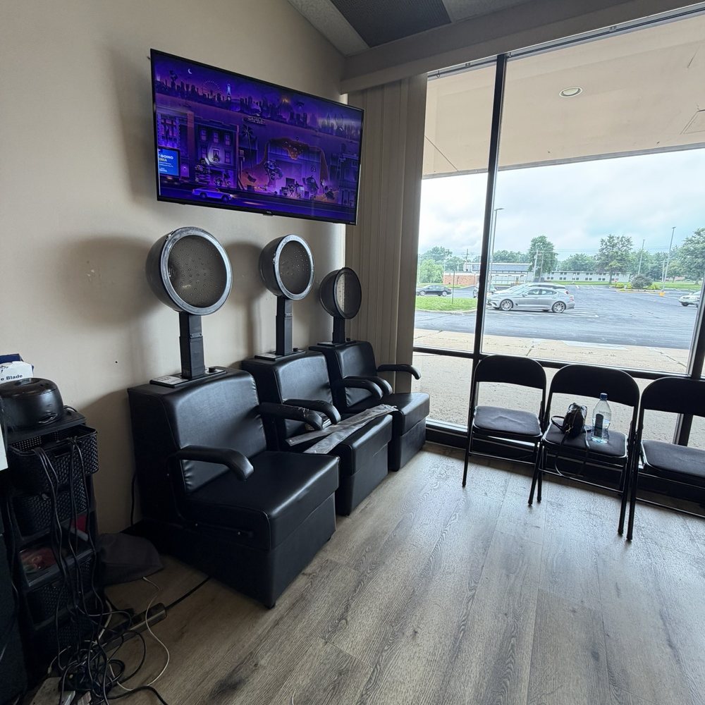 N Mitchell Salon - Some of the waiting area/blow dry station - Hair Extensions Near Me - Florissant, Missouri N Mitchell Salon - Some of the waiting area/blow dry station - Hair Extensions Near Me - Florissant, Missouri