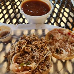 Whispering Pines B-B-Q - Chopped BBQ sandwich and baked beans