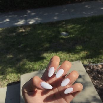 La Bella Nails - White almond acrylics ($38 + $5 tip) - Nail Salons Near Me - Saratoga, California