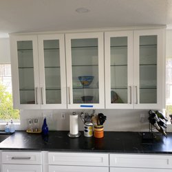 JL Cabinet & Granite - Tape just tells us how pulls we need.  Can't wait to fill my glass front upper cabinets!!!!