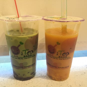 i-Tea - Matcha green tea with red beans and mango slush - Ramen Near Me - Milpitas, California