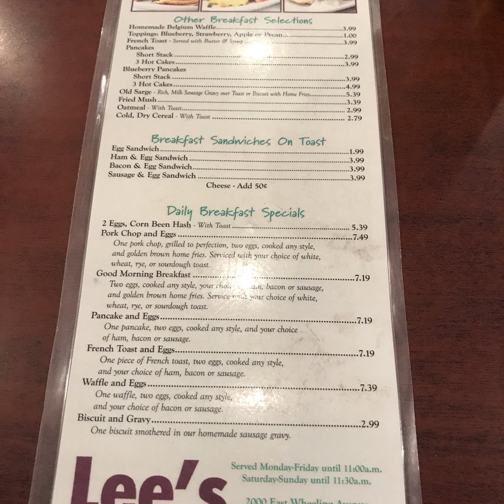 Mr Lee's Restaurant - menu and prices - New American Near Me - Cambridge, Ohio