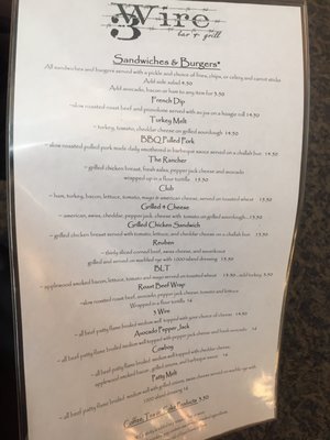 Menu photo 6 3 Wire Bar and Grill Hayden, CO Menu photo 6 3 Wire Bar and Grill Hayden, CO