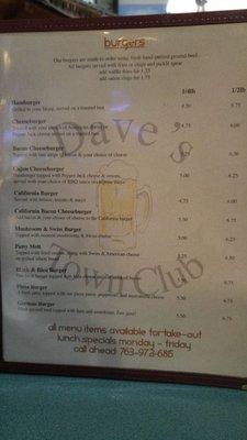 Menu photo 7 Dave's Town Club Delano, MN