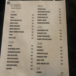 4th Avenue Lounge - Bottle menu