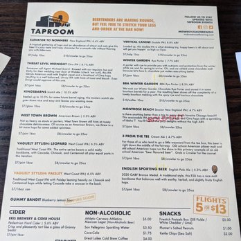 Midwest Coast Brewing - Menu - Breweries Near Me - Chicago, Illinois