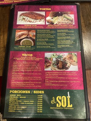 Menu photo 5 El Sol Restaurant & Tequileria Washington, DC, DC