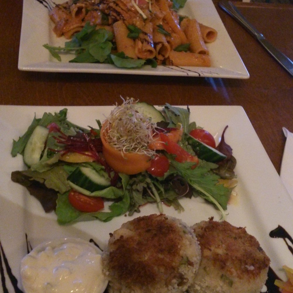 Rebecca's Restaurant - Fish cakes and rigatoni, very yummy. - Canadian (New) Near Me - Mahone Bay, Nova Scotia Rebecca's Restaurant - Fish cakes and rigatoni, very yummy. - Canadian (New) Near Me - Mahone Bay, Nova Scotia