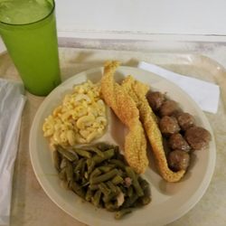 Golden Lady Restaurant - Catfish, green beans, meatballs, & mac n cheese