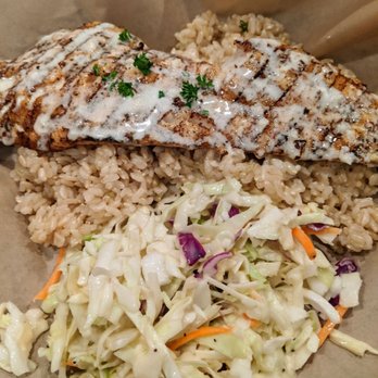 Hook'd Fish Grill - Red Snapper w Garlic Butter, brown rice, & cole slaw - Seafood Near Me - Northridge, California Hook'd Fish Grill - Red Snapper w Garlic Butter, brown rice, & cole slaw - Seafood Near Me - Northridge, California