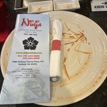 Ninja Japanese Steak House - Plate setting & menu - Sushi Bars Near Me - Suffolk, Virginia