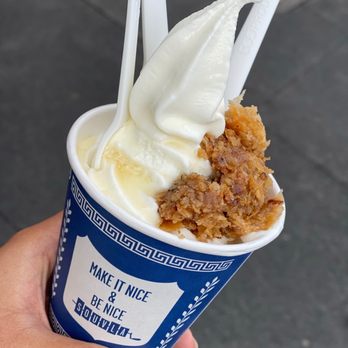 Souvla - Frozen green yogurt with Baklava Crumbles and Honey Syrup - Greek Near Me - San Francisco, California