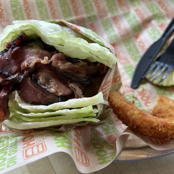 Hook Burger - Pastrami Burger Lettuce Wrapped with Onion Rings - Burgers Near Me - Burbank, California Hook Burger - Pastrami Burger Lettuce Wrapped with Onion Rings - Burgers Near Me - Burbank, California