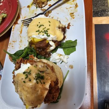 Ruby Sunshine Homewood - Chicken and biscuit with shrimp Benedict - Breakfast & Brunch Near Me - Birmingham, Alabama Ruby Sunshine Homewood - Chicken and biscuit with shrimp Benedict - Breakfast & Brunch Near Me - Birmingham, Alabama