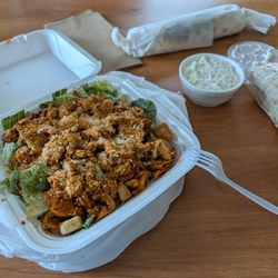 Mediterranean Flame - Buffalo Chicken Caesar (lg) and a side of Garlic Spread