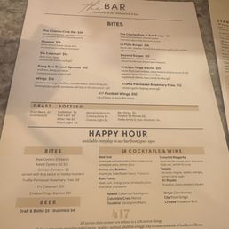 Happy hour menu
