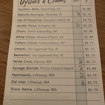 Henrietta Red - Oyster menu - New American Near Me - Nashville, Tennessee