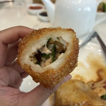 MingHin Cuisine - Check out the filling of this ham sui gok (fried pork dumpling). - Dim Sum Near Me - Chicago, Illinois