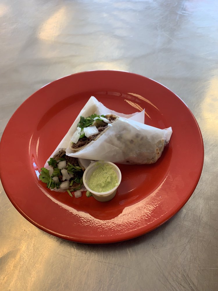 Barbacoa Burrito with Fresh Cilantro and diced onion with our Creamy
