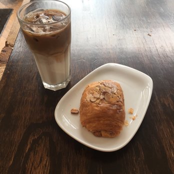 Stacks Espresso Bar - Iced maple latte and almond croissant - Coffee & Tea Near Me - Albany, New York