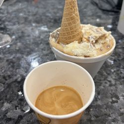 Reggina Gelato and Espresso Bar - Affogato and a separate espresso shot