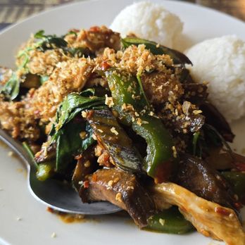 Bann Thai - Basil eggplant chicken is so good. - Thai Near Me - Ewa Beach, Hawaii
