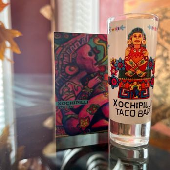 Xochipilli Taco Bar - One of the shot glasses the owner "Javier" gave me. - New Mexican Cuisine Near Me - Van Nuys, California Xochipilli Taco Bar - One of the shot glasses the owner "Javier" gave me. - New Mexican Cuisine Near Me - Van Nuys, California